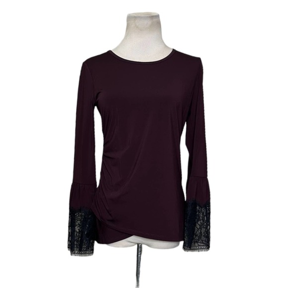 KOBI Aubergine/Black Miley Long Sleeve Blouse size Small - Picture 12 of 15
